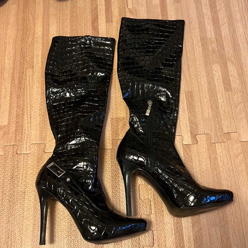 Guess high heels tall leather boots